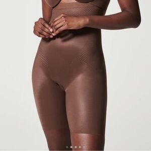 SPANXshape Invisible high-waisted mid-thigh short. Chestnut brown. Size Large.